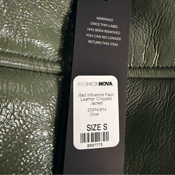 Fashion Nova Dark Green Faux Leather Crop Jacket - Picture 2 of 8
